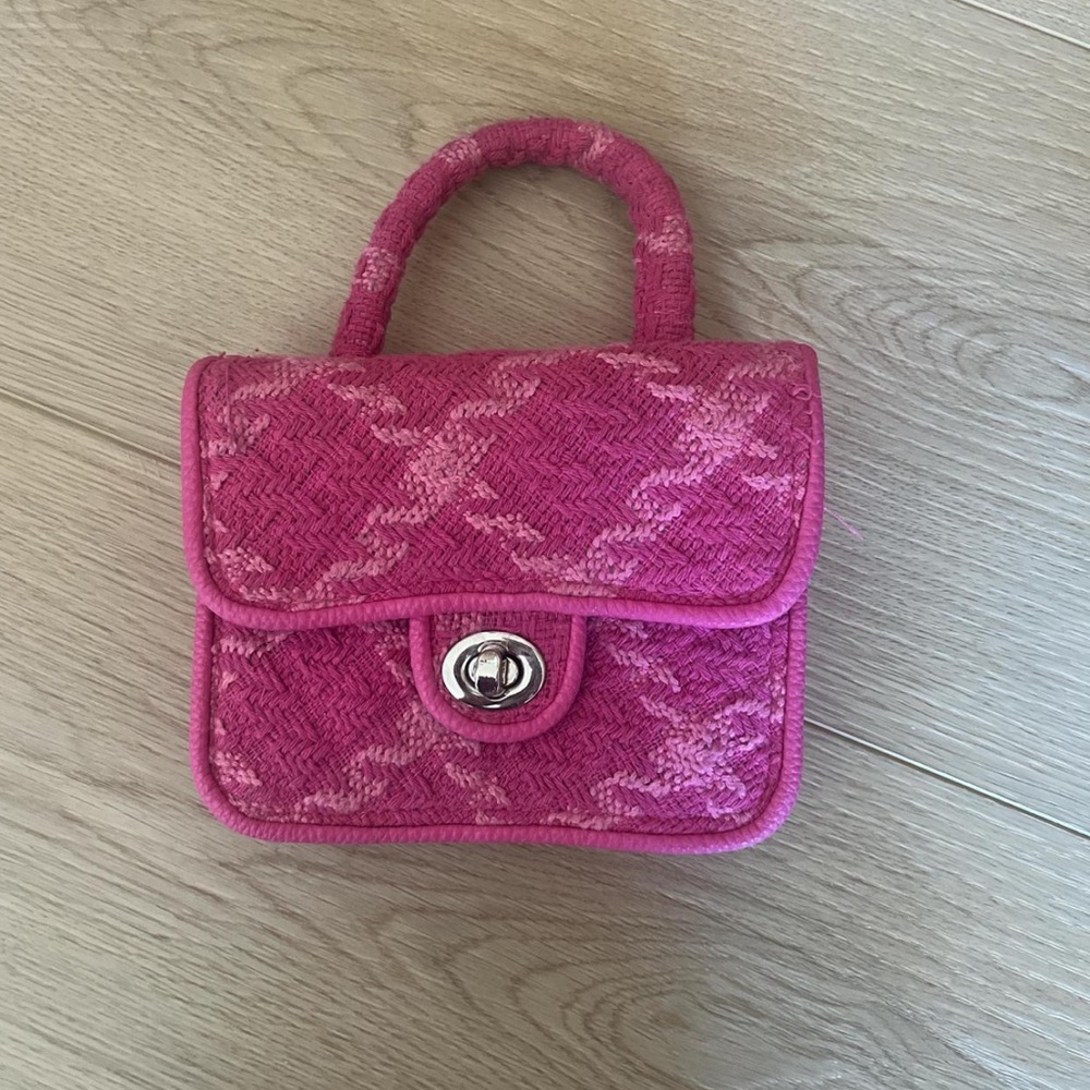 Pink Woven Handbag